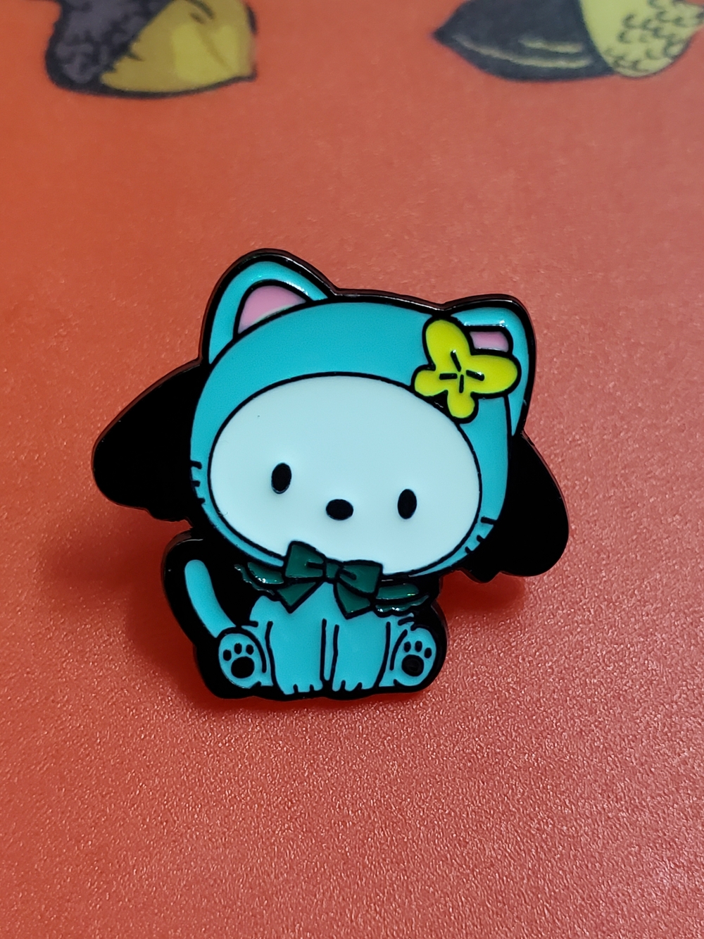 Turquoise Cute Cat Enamel Pin - Fashion Jewelry Accessory